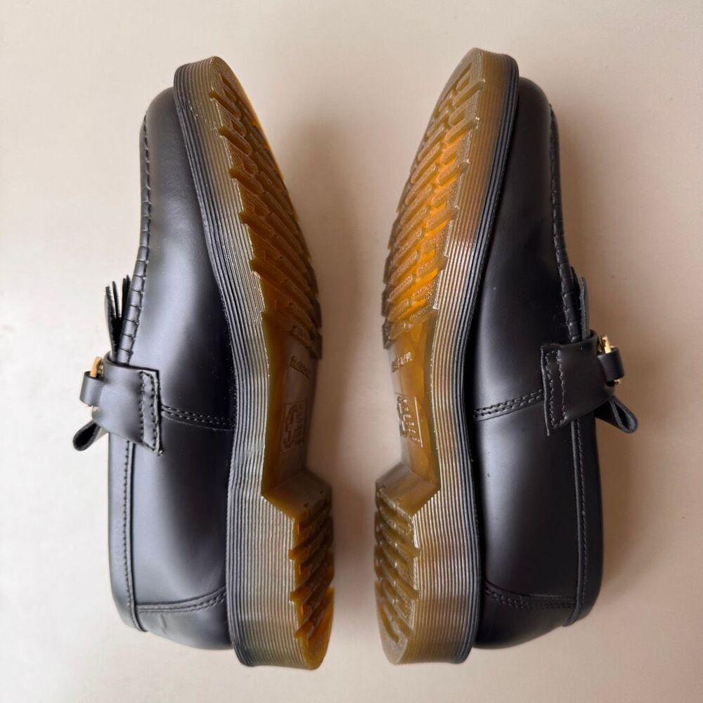 Dr. Martens Adrian Snaffle Smooth Leather Kiltie Loafers Black Gold Womens 8US - Picture 5 of 12